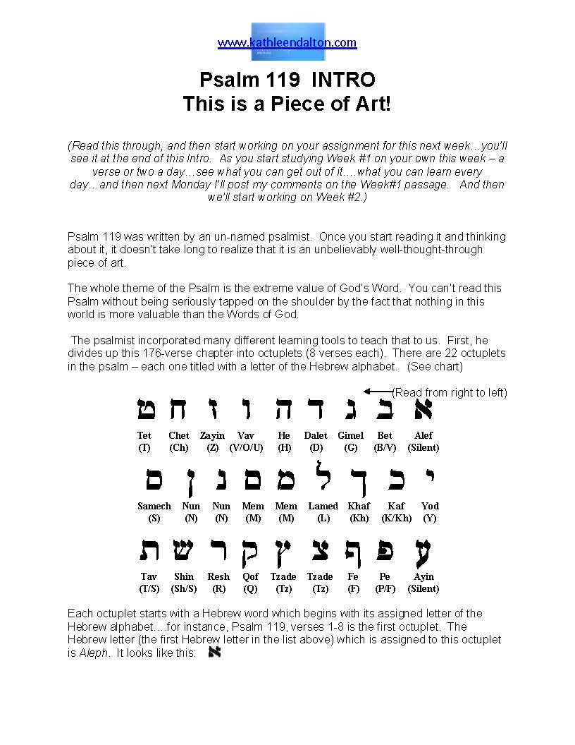 Psalm 119 Intro Week – “This is a Piece of Art!” – Bible Studies by ...