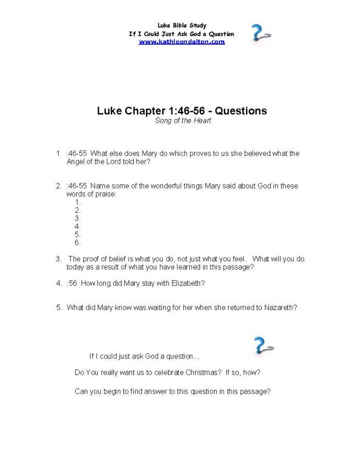 Luke Chapter 1 46-56 questions